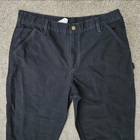 Vintage Carhartt Black Dungaree Fit Distressed Canvas Pants B11 BLK Men's 38x32 - Picture 2 of 16